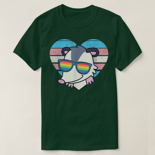 Cute Opossum Pride Trans Flag Rainbow Sunbril L T-shirt (Design voorkant)