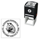 Cute Opossum Reading Book Name Return Address Zelfinktende Stempel (In situ)