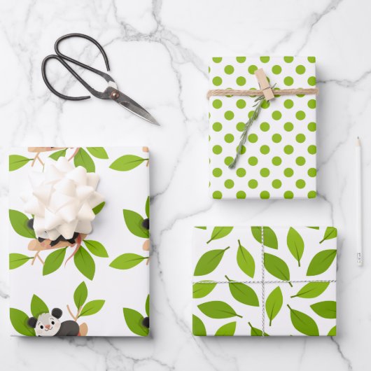 Cute Opossum with Green Leaves Inpakpapier Vel (Voorkant)