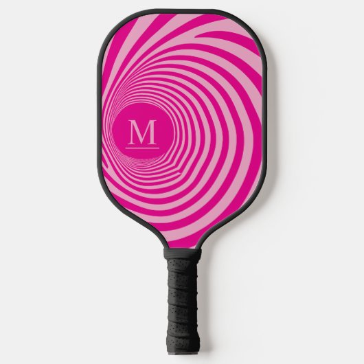 Cute Optische Illusie Vortex Monogram Pink Shades Pickleball Paddle (Voorkant)