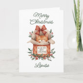 Cute Orange Cat Do Not Open Until Christmas Card Feestdagen Kaart (Voorkant)
