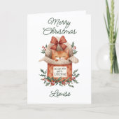 Cute Orange Cat Do Not Open Until Christmas Card Feestdagen Kaart (Voorkant)