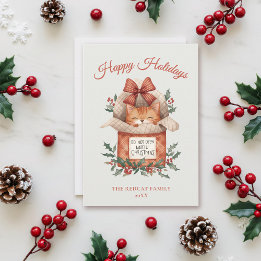 Cute Orange Cat Do Not Open Until Christmas Feestdagenkaart