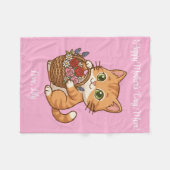 Cute Orange Cat & Flowers: Soft Baby Blanket Fleece Deken (Voorkant (Horizontaal))