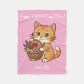 Cute Orange Cat & Flowers: Soft Baby Blanket Fleece Deken (Voorkant)