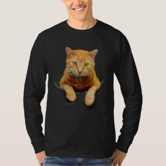 Cute Orange Cat in Pocket Cat T-shirt