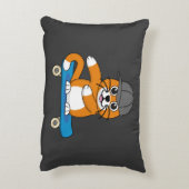 Cute Orange Cat on Skateboard Cartoon Accent Kussen (Achterkant (Verticaal))