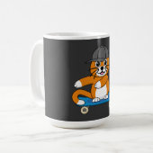 Cute Orange Cat on Skateboard Cartoon Koffiemok (Voorkant links)