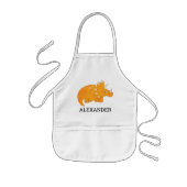 Cute Orange Dinosaur Personalized Kinder Schort (Voorkant)