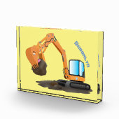 Cute orange excavator digger cartoon fotoblokken (Rechts)