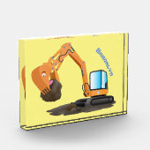 Cute orange excavator digger cartoon fotoblokken (Links)