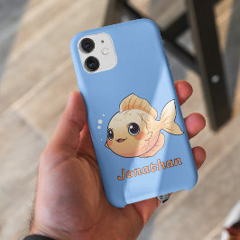 Cute Orange Fish Drawing in Cartoon Style iPhone 16 Hoesje