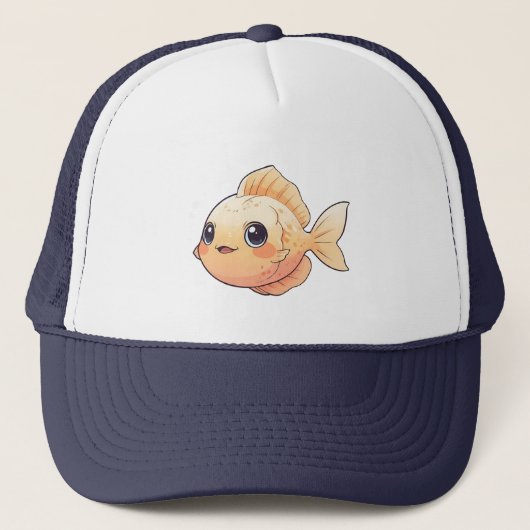 Cute Orange Fish Drawing in Cartoon Style Trucker Pet (Voorkant)