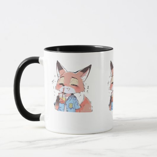 Cute Orange Fox Drinking Juice Mug – Fun Animal Lo Mok (Links)