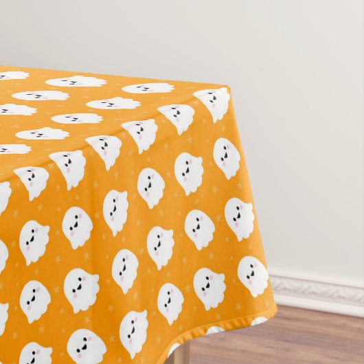 Cute Orange Ghost Pattern – Halloween Design Tafelkleed (Voorbeeld)