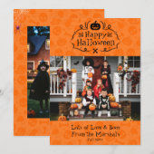 Cute Orange Happy Halloween Boo Fotokaart Bedankkaart (Voorkant / Achterkant)
