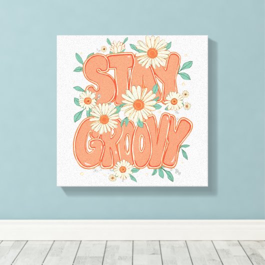 Cute Orange Hippie Typography Canvas Afdruk (Insitu (Houten vloer))