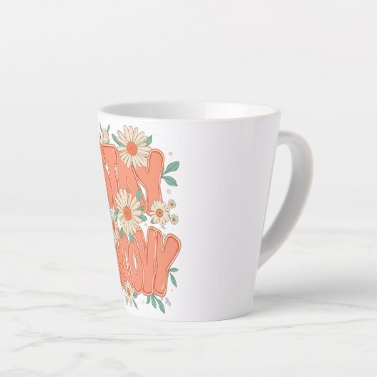 Cute Orange Hippie Typography Latte Mok (Rechterhoek)