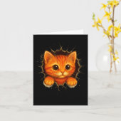 Cute Orange Kitten Cracks Mug Wall Funny Cat Lover Kaart (Gele Bloem)