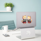 Cute Orange Kitties Reading Burns Night Poetry Sticker (Laptop op bureau)