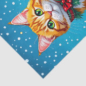 Cute Orange Kitty Cat and Poinsettia Christmas Tissuepapier (Detail)