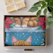 Cute Orange Kitty Cat and Poinsettia Christmas Tissuepapier (Geschenk)