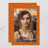 Cute Orange Mathematics Photo Graduation  Aankondiging (Voorkant / Achterkant)