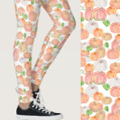 Cute orange pumpkins fall seasonal patterned leggings