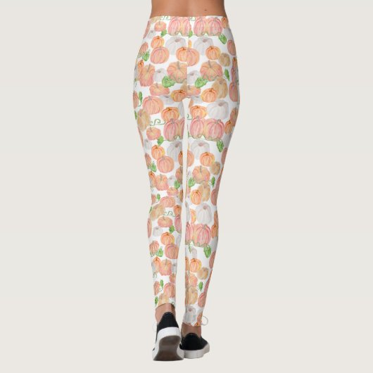 Cute orange pumpkins fall seasonal patterned leggings (Achterkant)