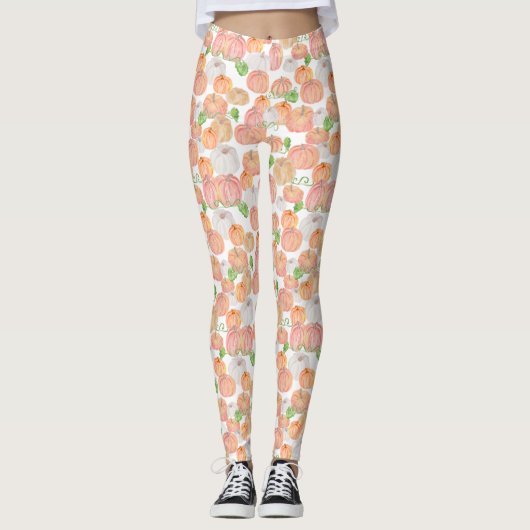 Cute orange pumpkins fall seasonal patterned leggings (Voorkant)