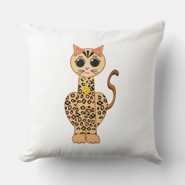 Cute Orange Spotted Bengal Cat on White Kussen (Voorkant)
