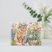 Cute Orange Tabby Cat Easter  Briefkaart (Staand voorkant)