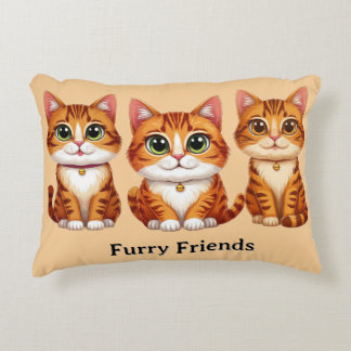 Cute Orange Tabby Cat Trio Illustration Big Eyes Accent Kussen