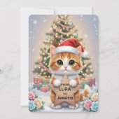 Cute Orange Tabby Kitten Personalized Christmas Feestdagenkaart (Voorkant)