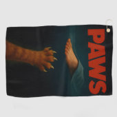 Cute Orange Tabby vs Human Foot  Golfhanddoek (Horizontaal)