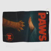 Cute Orange Tabby vs Human Foot Monogram Golfhanddoek (Horizontaal)