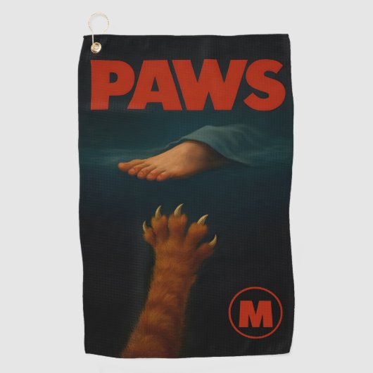 Cute Orange Tabby vs Human Foot Monogram Golfhanddoek (Voorkant)