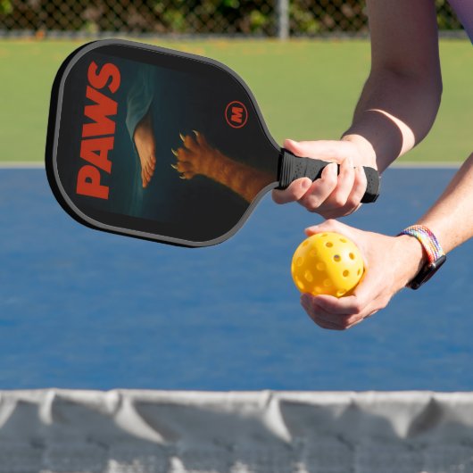 Cute Orange Tabby vs Human Foot Monogram Pickleball Paddle (Insitu)