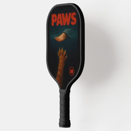 Cute Orange Tabby vs Human Foot Monogram Pickleball Paddle (Links)