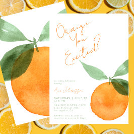 Cute Orange You Excited  Citrus Baby Shower Kaart