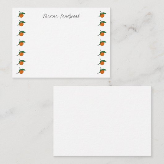 Cute Oranges & Green Leaves Notitiekaartje (Voorkant / Achterkant)