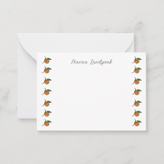 Cute Oranges & Green Leaves Notitiekaartje (Voorkant)