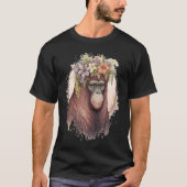 Cute Orangutan Flower Crown Monkey T-shirt (Voorkant)