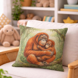 Cute Orangutan Mama And Baby Jungle Animals Kussen