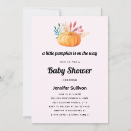 Cute Oranje Aquarel Pompoen Baby Shower Kaart