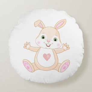 Cute Oranje Baby Bunny on White Rond Kussen
