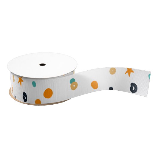 Cute Oranje Black Green Fun Halloween Grosgrain Lint (Spoel)