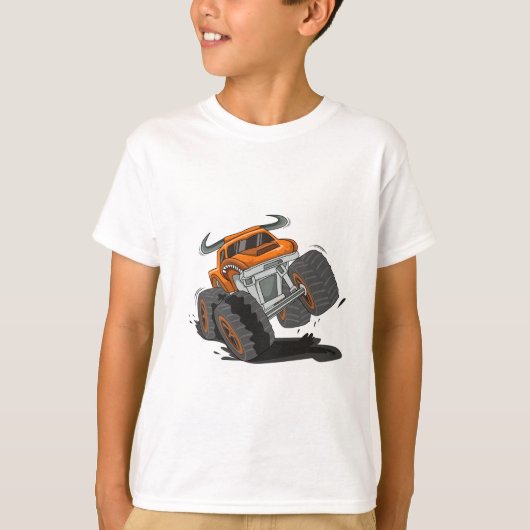 Cute Oranje Black Monster Truck Kinderen T-shirt (Voorkant)