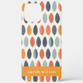 Cute Oranje Blue Custom Leafy Botanical Pattern Case-Mate iPhone Case (Achterkant)