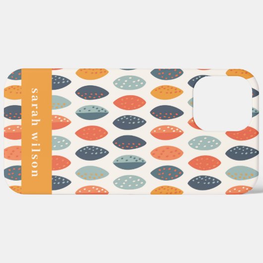 Cute Oranje Blue Custom Leafy Botanical Pattern Case-Mate iPhone Case (Achterkant (horizontaal))